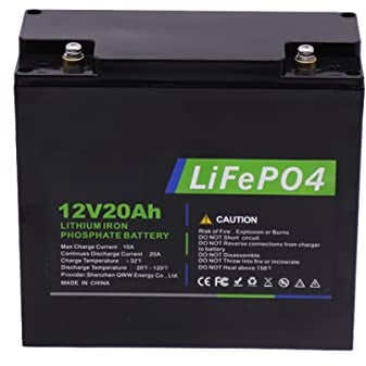 12V Lithium Battery 20Ah Rechargeable LiFePO4 Lithium Iron Phosphate Battery 2000+ Deep Cycle with BMS Protection for Home Storage/Emergency Lighting/Scooter Motor