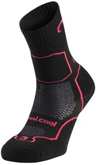 LURBEL Logan, nahtlose Socken, Trekkingsocken, Anti-Blasen-Socken, geruchshemmend, atmungsaktiv, Unisex-Socken., Schwarz/Fuchsia, L