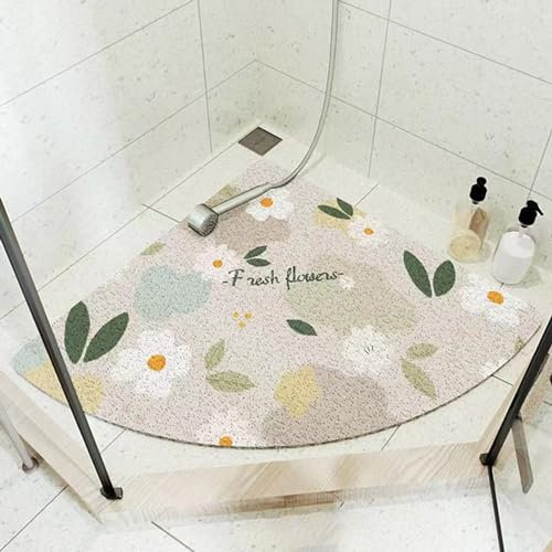 Wansiman Tapis De Bain Triangulaire en Loofah,Tapis De Douche en Forme De Ventilateur,Tapis Douche d'angle Loofah,Tapis De Bain Quadrant,Triangulaire,Lavables,AntidéRapant,pour Tapis Douche,Baignoire