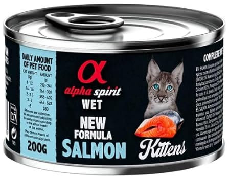 Alpha Spirit Nassfutter für Kätzchen, 6 Dosen (Lachs, 6 Dosen x 200 g)