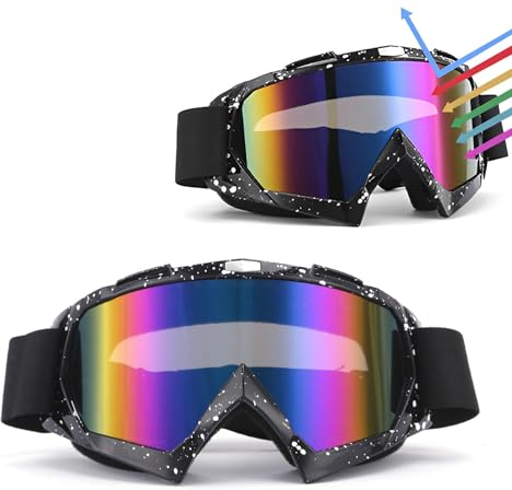gotyou Motorradbrille Motocross Brille,mtb brille für fullface helm,motocross brille kinder,Winddichte Staubdichte Motocross-Brille,Winddicht Anti Fog UV Skibrille,Outdoor-Sportarten,Skiing(Schwarz)