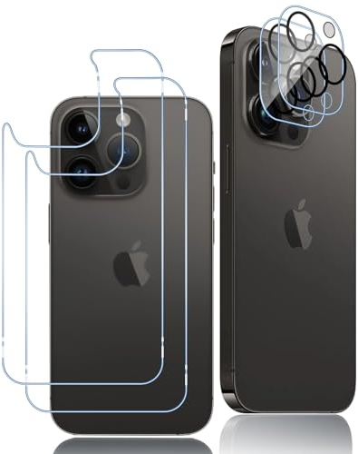 Oelrstfe Rückseite Schutzfolie für iPhone 14 Pro mit Kameraschutz [2+2 Stück],9H Härte Zurück Hinten Displayschutzfolie,Bläschenfrei Kratzfest Ultra-Transparent Back Displayschutz,Backcover Schutzglas