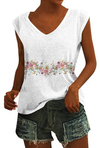 Azruma Shirt Damen Frauen Sommer V-Ausschnitt Flügelärmeln Oberteile Casual Kappenärmel Blusen T-Shirt Damen V Ausschnitt Blusentop Damen Flieder Oberteil Damen (2-Multicolor,4XL)