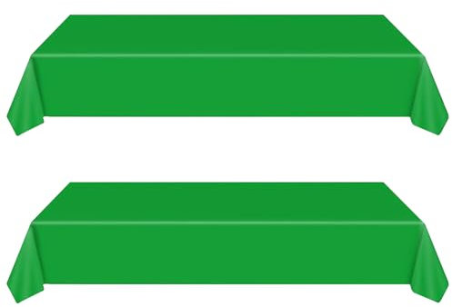 yayafunfun 2 Pcs Nappes Vert Jetables, Grand 137 * 274cm Nappe Rectangulaire, Imperméables, Nappe Plastique Couverture de Table pour Anniversaire de Enfants Adultes, Fêtes, Saint-Patrick Noël, Pâques