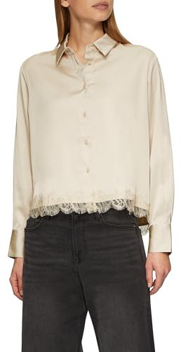 s.Oliver Damen Satin-Bluse mit Spitzen-Detail Satin Bluse Langarm