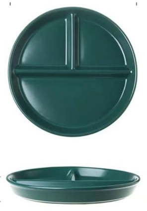 AENZA Piatto Scomparti Ceramica, Piatti Ceramica,Piatto Diviso in Tre per Dieta Adulti, Piatti per Snack, Insalata, Dessert, Piatto Diviso in Tre per Dieta (8 Pollici)