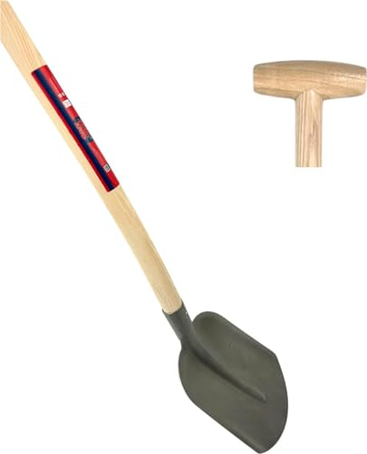 Synx Tools Stahlspatenschaufel 00 Hellgrau, Gärtnerspaten, Fledermaus, Schaufel/Spaten, Bodenbearbeitung, Gartengeräte - Inklusive T-Steel 110cm