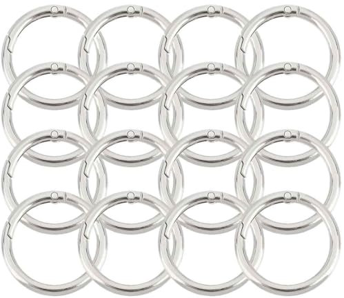 BDEPSTR 16 pezzi Primavera Rotonda a Scatto, Gancio Portachiavi, Gancio Borsa Fai Da Te, Anello Borsa a Scatto per Portachiavi, Borse Gioielli Decorazione Artigianale (Argento)