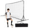 GYMAX Kickback Fußball Rebounder Tor, 372,5 x 182,5 cm, klappbar Kickback Tor, Fußballtor mit verschleißfestem Netz, Tragetasche & 6 Bodenpfählen, Fussballtore für Schule & Strand (Schwarz)