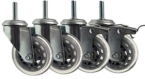 DQRMVV Lenkrollen 75mm Mit Gewinde, 4er Set Möbelrollen, Industrierollen, 200Kg Belastung, Gewindebolzen M8X30mm, M10X30mm, M12X30mm, Transportrollen(Size:M8*30mm,Color:2 Braked+2 Swivel)