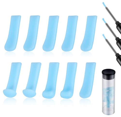 10pcs Ear Cleaner Replacement Tips, 3 Styles Ear Cleaner Silicone Heads Ear Spoon Replacement Tip Covers Ear Picker Cleaning Replacement Tips for Ear Camera Ear Wax Removal Accessories