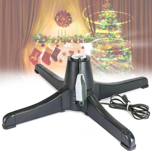 Support d'arbre De Noël, Support De Base d'arbre De Noël Artificiel Rotatif à 360 °, Support d'arbre De Noël Rotatif électrique pour Arbres Jusqu'à 7,5 Pieds Et 80 Livres