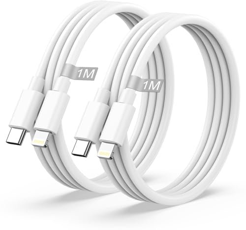 Cable USB C a Lightning 1M 2Pack[Certificado MFi], Cable Cargador iPhone Carga Rapida Cable Lightning USB C Cable iPhone Tipo C a Lightning Cable para Apple iPhone 14 Pro Max/14 Plus/13/12 Mini/11/XR