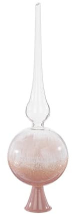 Puntale per Albero di Natale in Vetro con sfumatura Rosa Bianco Elegance