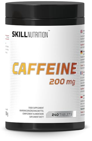 Skill Nutrition Caffeine 200 mg - 240 tabs | High-Potency Caffeine Capsules | Pure Energy for Any Occasion | Vegan-Friendly | No Additives