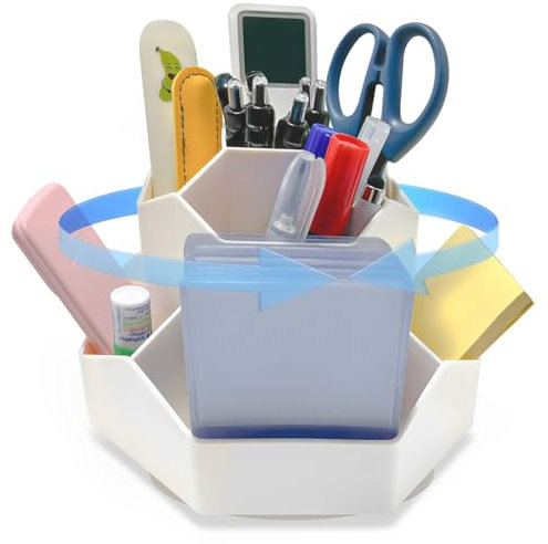 Xpieoyrm Drehbarer Stiftehalter, Multifunktionaler Schreibtisch-Organizer Zubehör mit 9 Fächern stift-Organizer, 360° Drehbar Büro Stifthalter, Aufbewahrungsbox für Kunstzubehör für Büro Zuhause