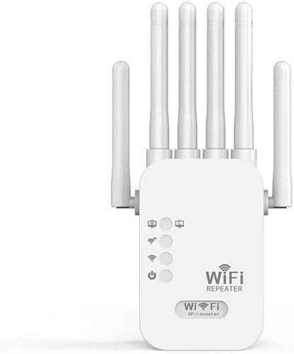 Amplificador Señal WiFi, Repetidor WiFi, Extensor WiFi 4 Antenas 2 Puertos LAN con, Repetidor WiFi Remoto Mejora Considerablemente la Cobertura WiFi para Oficinas y Hogares (Blanco) (AP600)