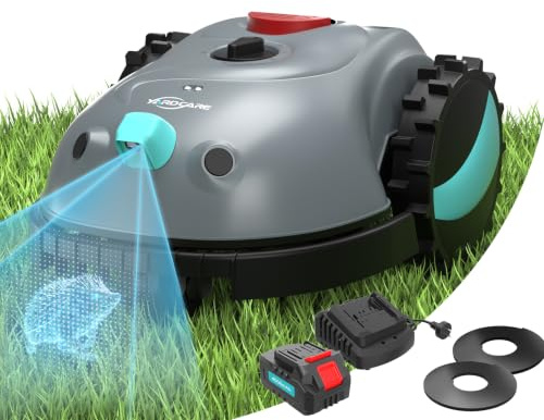 YARDCARE V100 Mähroboter ohne Begrenzungskabel, mit Vision Navigation, 150 Hinderniserkennung, Rasenroboter bis zu 150 m², Akku Rasenmäher Roboter mit Graskamm, Ersatzklingen