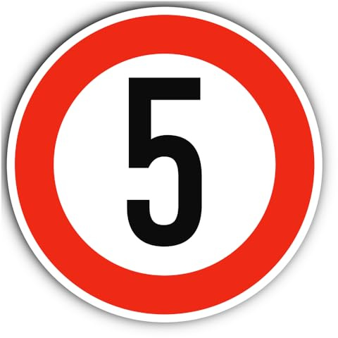 Autocollant : ⌀ 300 mm, 1 pièce – Panneau de signalisation routière Z-274 rouge/blanc – Vitesse maximale/vitesse maximale – 5 km/h