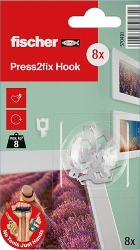 fischer Press2Fix - Ganci per appendere quadri in cartongesso, peso massimo 8 kg, 8 pezzi