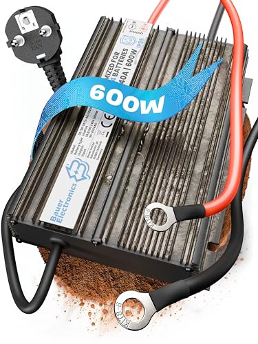 Bauer Electronics | 12V Batterie-Ladegerät LiFePO4 14,6V 40A 600W | Optimiert für Lithium-Eisenphosphat-Akku | Auto-Batterie Charger Wasserdicht KFZ Motorrad