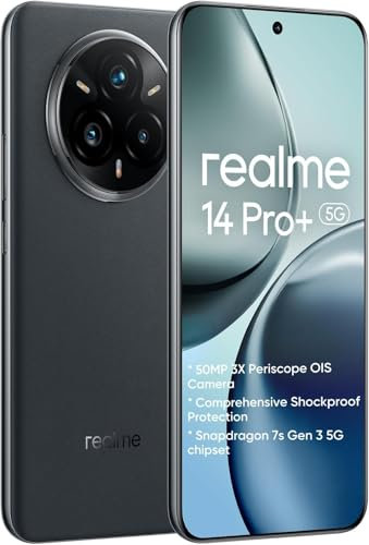 realme 14 Pro+ 5G Smartphone 12+512GB,50MP IMX882 Periscope,processore Snapdragon 7s di terza generazione, schermo curvo quadruplo da 6,83 pollici 120 Hz, batteria Titan 5260 mAh, grigio