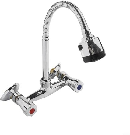 Fauhapyway Robinet mitigeur de salle de bain avec poignée à 2 trous avec distance centrale réglable pour cuisine et lavabo
