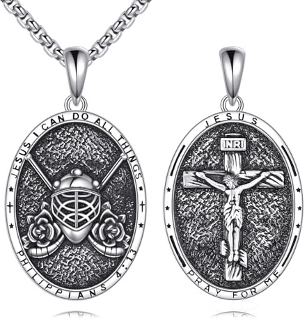 YONFQE Hockey Halskette für Herren S925 Sterling Silber Jesus Hockey Anhänger Halskette mit Aufschrift I Can Do All Things inspirierender Schmuck Geschenke für Hockeyspieler Liebhaber Trainer
