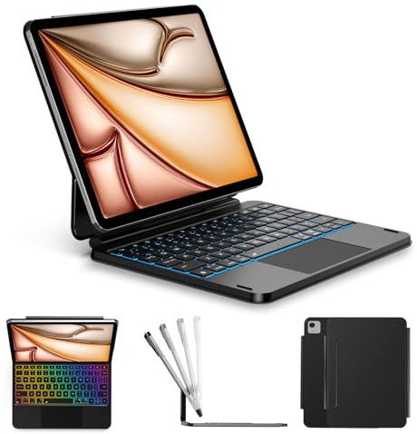 ORDA Magnetische Tastatur Hülle für iPad Air 11 Zoll (M3/2025,M2/2024), Tastatur für iPad Pro 11 Zoll (4/3/2/1 Gen), Hülle mit Keyboard für iPad Air 10,9 Zoll (5/4 Gen), Trackpad, Magnetischer Ständer