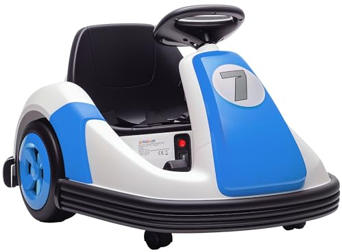 AIYAPLAY Kids Bumper Car Electric Ride-on 6V Dual Motors Ages 3-8 Blue | 360-Degree Spin Waltzer Car, Music and Horn