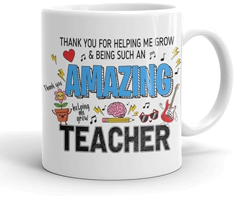 VIROSA Teacher Mug – “Thank You for Helping Me Grow and Being Such an Amazing Teacher” – End of Term Gift – 11oz Mug