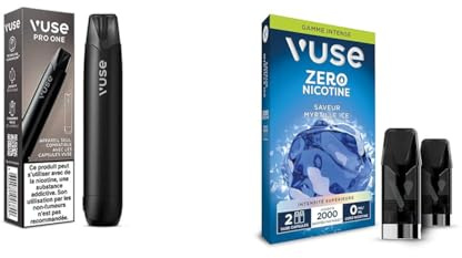 Vuse Pro One Cigarette Électronique, Kit Complet Vapoteuse Electronique Rechargeable avec Batterie 360 mAh, Double Mode de Vape, Compatible Recharges Vuse ePod/Pro Intense, 2 Capsules Myrtille Ice
