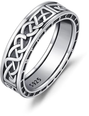 Keltischer Knoten Ringe Herren,925 Sterling Silber Keltischer Knoten Verstellbar Offener Ring für Damen Keltischer Schmuck Punk Ringe Valentinstag Keltischer Daumenring Mädchen Spiraler