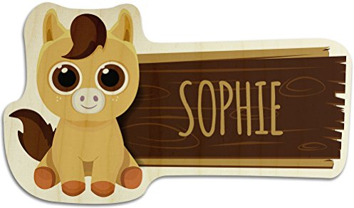 printplanet Türschild aus Holz mit Namen Sophie - Motiv Pferd - Namensschild, Holzschild, Kinderzimmer-Schild
