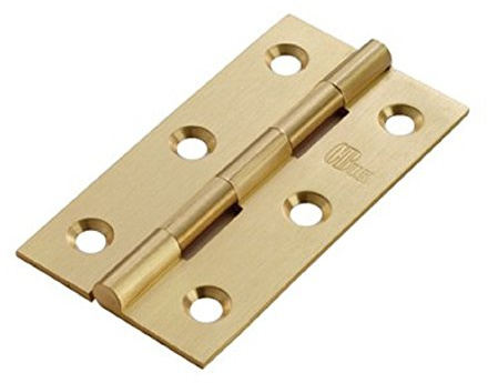 Quality Solid Drawn SATIN BRASS Butt Hinge - Sold as a PAIR with Screws Included (76mm x 40mm x 1.5mm)
