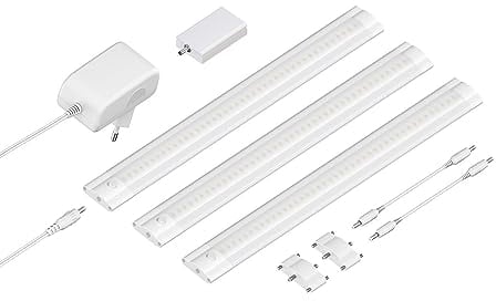 ledscom.de Smarte LED Unterbau-Leuchte SIRIS weiß matt, WLAN-Controller, flach, Smart-Home, Alexa-fähig, je 30cm, je 370lm, weiß, 3er Set
