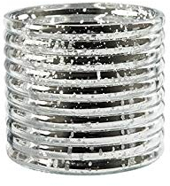 Sandra Rich Zylinderglas, Windlicht, Kerzenglas, Vase, Glas Groove Silber verspiegelt. 10 cm.