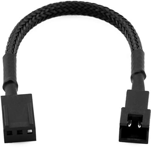 CRJ Mini 2-Pin to 3-Pin Fan Header Adapter Cables (2-Pack) - 4-inch (10cm), Black Sleeved - Connect Mini JST XH 2-Pin Fans to Standard 3-Pin & 4-Pin PC Fan Headers