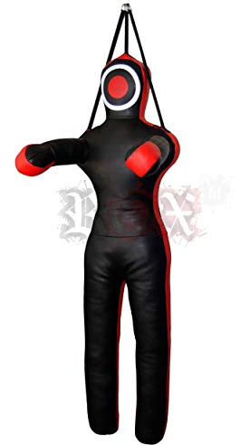 ROX Fit Grappling Dummy, Dummy für brasilianisches Jiu-Jitsu Wrestling, Boxsack, hängender Stil, Trainingsdummy, Grappling Dummy, Schlagdummy (REX-Hang-BLK/RED-6ft)