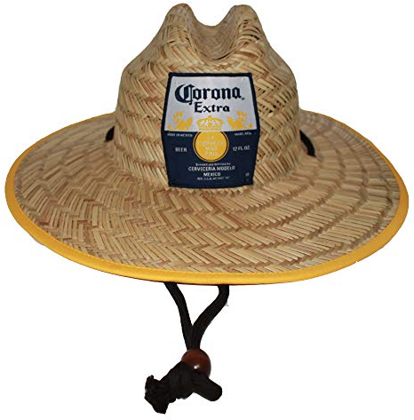 Concept One Corona Chapeau de Sauvetage en Paille Extra avec Logo doublé à Large Bord Soleil, Taille Unique Homme