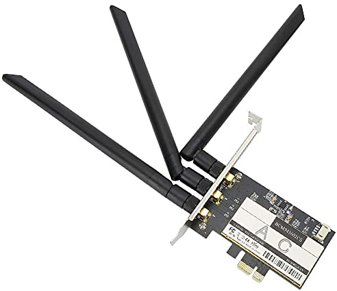 Scheda WiFi PCIe, Scheda di Rete Wireless Dual Band 802.11AC 1750Mbps Bluetooth 4.0 con 3 Antenne, Adattatore PCI Express per Desktop PC, 1 Pezzo