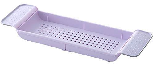 AMAZOM Erweiterbares Badregal - Weißer, Rutschfester Griff, Badewannenablage Caddy Kunststoff-Duschwannen Mit Ausziehbaren Seiten Bad Küchenregal, BPA-Frei,Lila