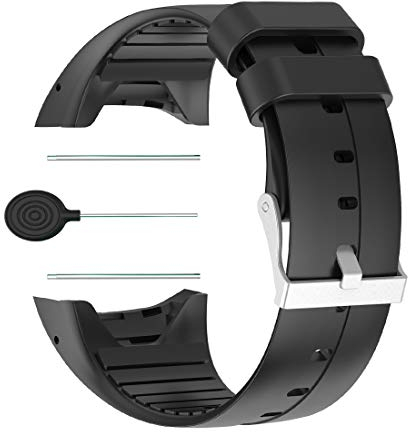 Huwokxix Armband Kompatibel mit Polar M400, Verstellbares Silikon Uhrenarmband Sport Ersatzband für Polar M400 (Schwarz)