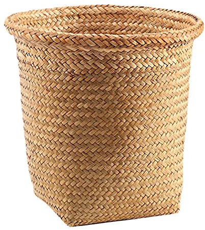 Cesta de Almacenamiento Tejida de Cesta Tejida de Mimbre Cesta de Plantas Maceta de Flores Contenedor de Basura Cesto de Almacenamiento Papelera Cesta para El Hogar Cocina