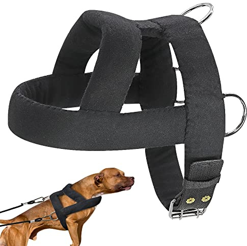 Forestpaw Heavy Duty No Pull Dog Harness for Training-Tactical Vest with 3 Metal Rings,Soft Padded Sled Harness for Small Head Medium Large Dogs,Chest fits 23-28.5