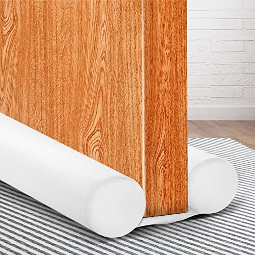 MAXTID Weißer Tür-Zugluftstopper, verstellbar, 81,4 cm, 91,4 cm, bis 96,4 cm, doppelseitiger Zugluftstopper, schalldicht, Türgeräusche