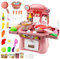 Kitchen Toys Imitated Chef Light Music Pretend Cooking Food Play Dinnerware Set Children Girl Toy Kitchen Sink with Running Water and Electronic Induction Stove (Red kitchen set)