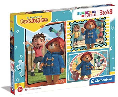 Clementoni - Puzzle Paddington 3x48pzs Supercolor Puzzle-Paddington-3x48 (Includes 3 48 Pieces) -Made in Italy, Children 4 Years, Cartoons, Multicolor, Medium, 25274