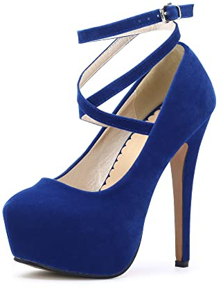 Womens High Heel Ankle Strap Platform Pump Wedding Evening Party Court Shoes