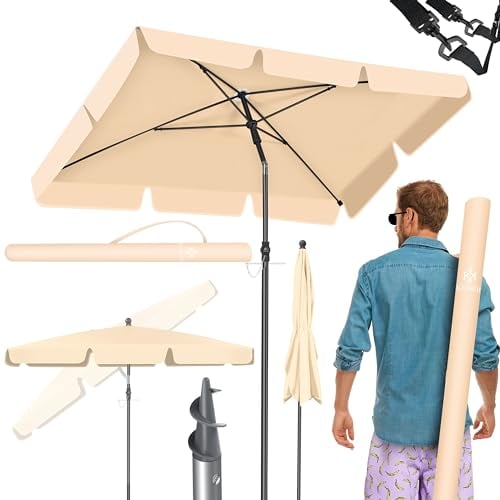 KESSER® Ombrellone Rettangolare Incl. 2in1 Coperta e Borsa di Trasporto Ombrellone da Giardino Ombrellone da Patio | Ombrellone 200 x 125cm per Balcone Giardino e Terrazza